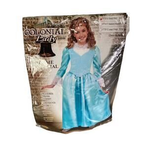 Girls Colonial Lady Costume Halloween Cosplay Trick R Treat Blue Long Dress S‎